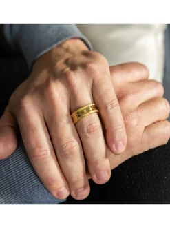 Bague Anneau Fashion Homme en Acier Doré