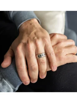 Bague Anneau Fashion Homme Acier Argenté