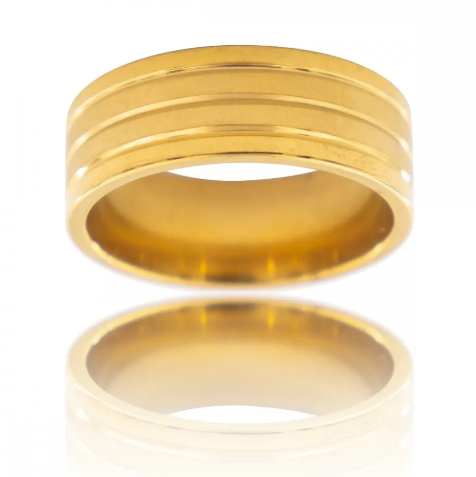 Bague Anneau Homme Acier Doré PAYA