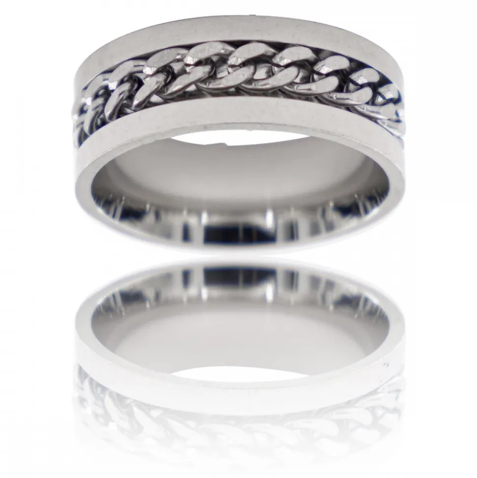 Bague Anneau Homme Acier CHAINA