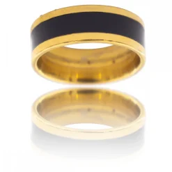 Bague Anneau Homme Acier Doré LACA