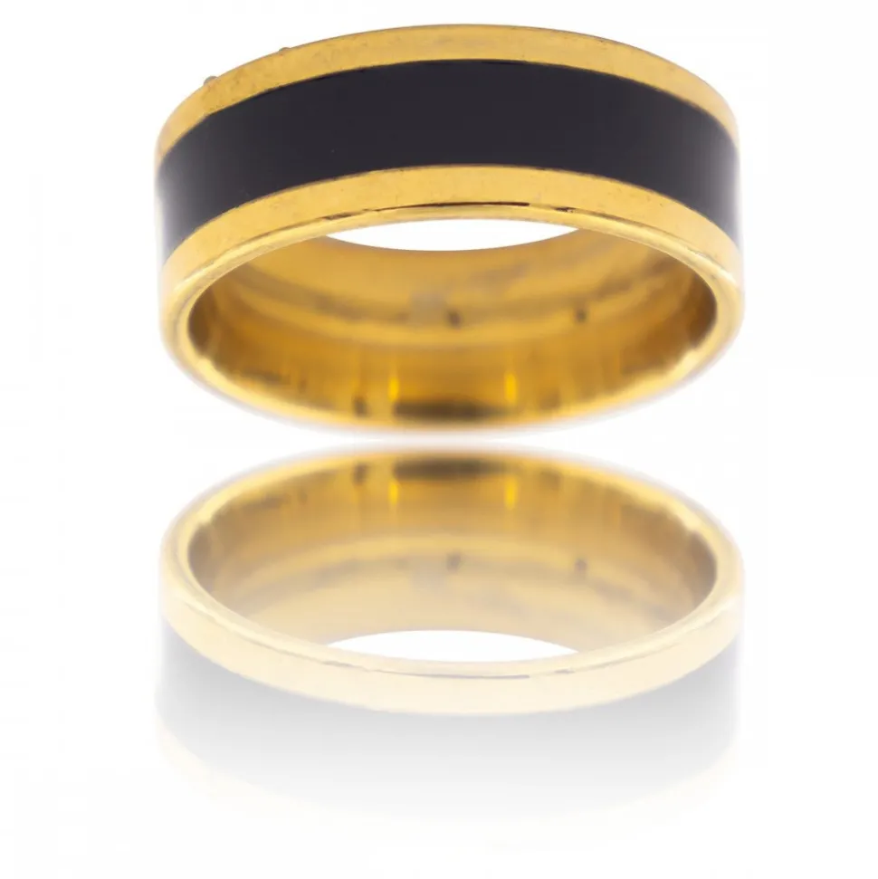 Bague Anneau Homme Acier Doré LACA