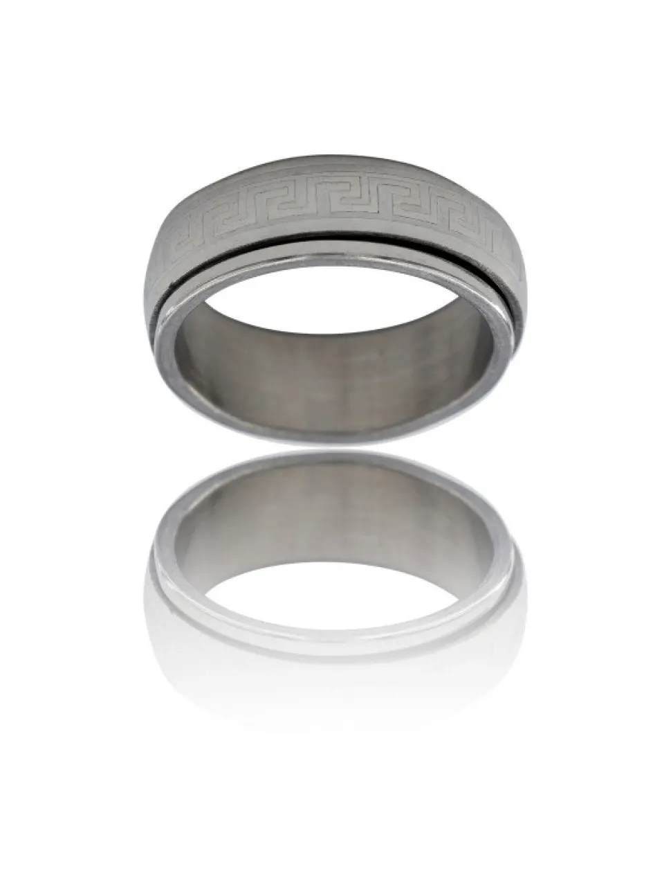 Bague Anneau Homme Acier Argenté