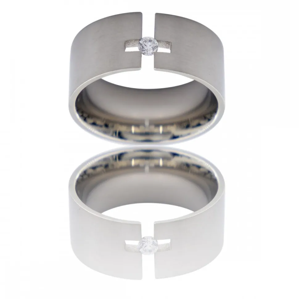 Bague Anneau Homme Acier avec Zirconium RHUS