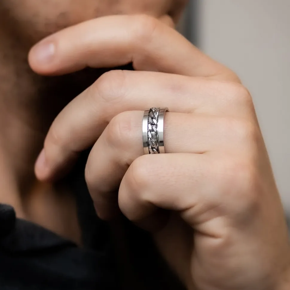 Bague Anneau Homme Acier CHAINA