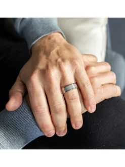 Bague Anneau Homme Acier Couleur Argenté