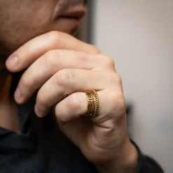 Bague Anneau Homme Acier Doré CALIMA