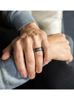 Bague Anneau Homme Acier Noir