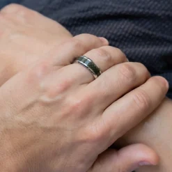 Bague Anneau Homme Carbone et Acier ALIX