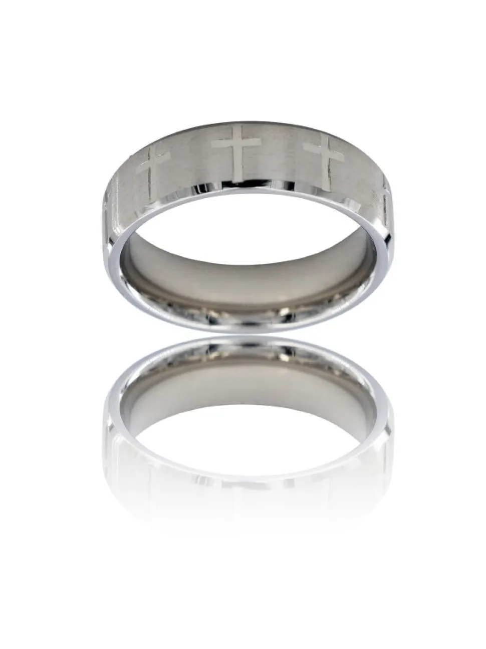 Bague Anneau Homme en Acier Argenté