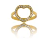 Bague de Femme Coeur Acier Doré Ornée Zirconium