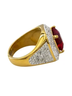 Bague de Femme en Acier Doré Ornée Zirconium