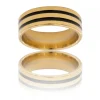 Bague en Acier Doré Noir Homme ROYAL