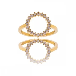 Bague Fashion Femme Acier Dorée Ornée Zirconium