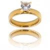 Bague Femme Acier Doré Solitaire DIAMELA