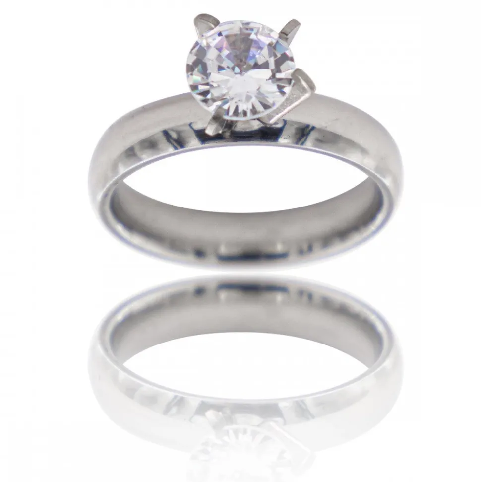 Bague Femme Acier Solitaire DIAMELA