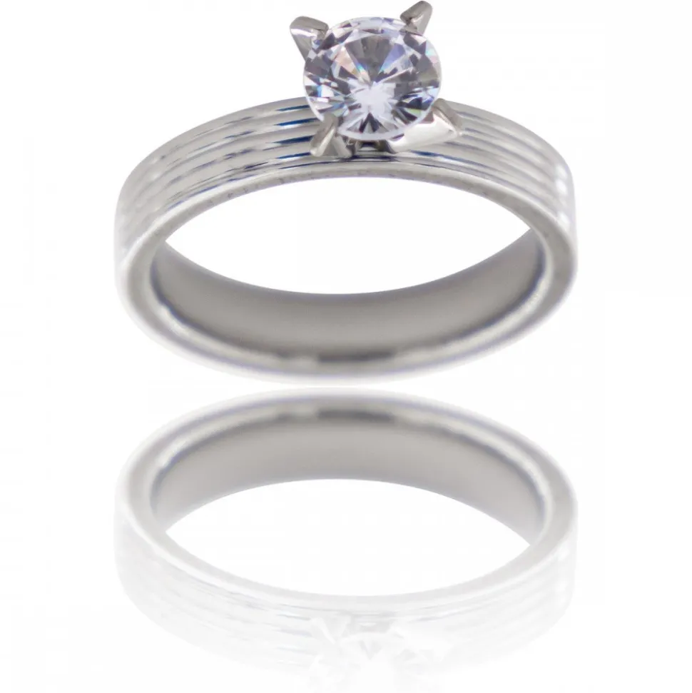 Bague Femme Acier Solitaire DIAMELA