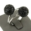Bague Femme Boules Ornées Strass Noirs DAPHNEE