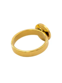 Bague Femme Coeur Acier Doré Ornée Zirconium