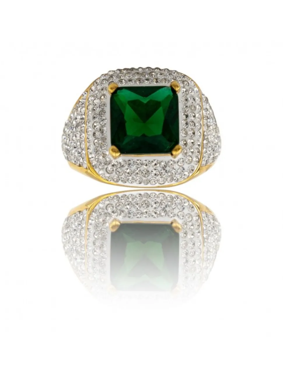 Bague Femme en Acier Doré Ornée de Zirconium