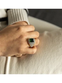 Bague Femme en Acier Doré Ornée de Zirconium