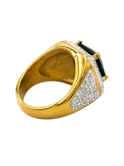 Bague Femme en Acier Doré Ornée de Zirconium