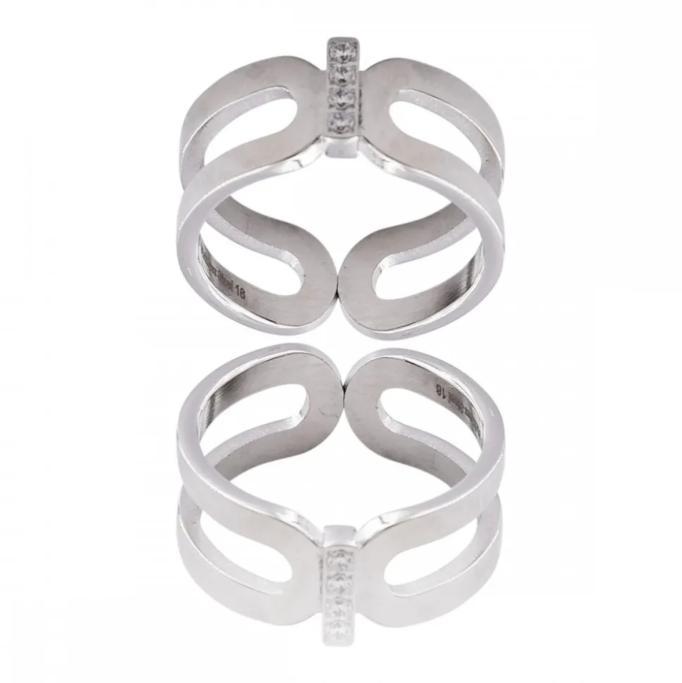 Bague Femme en Acier Ornée avec Zirconium