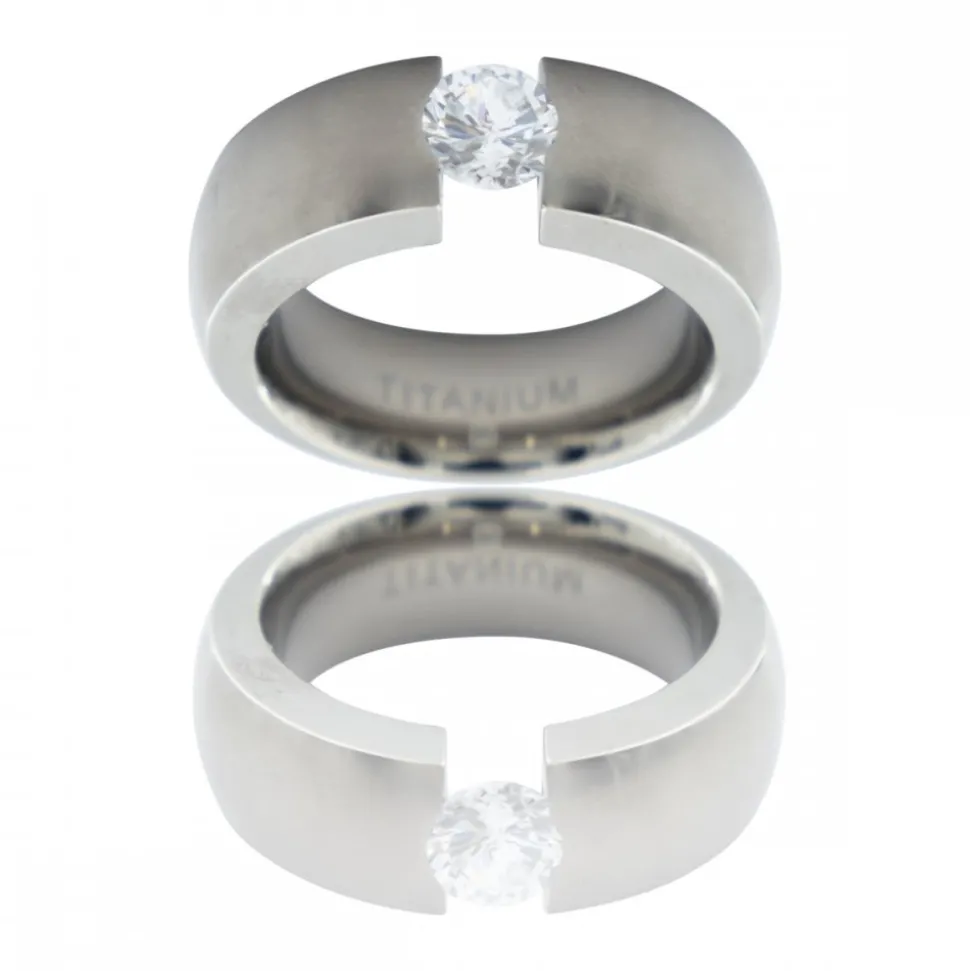 Bague Femme en Titane Ornée Zirconium PLICATA