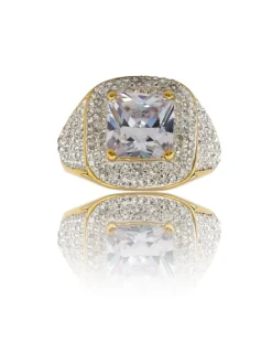 Bague Femme Petit Prix Acier Doré Ornée Zirconium