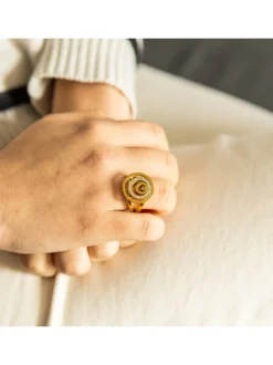 Bague pour Femme Fashion Acier Doré Ornée Zirconium