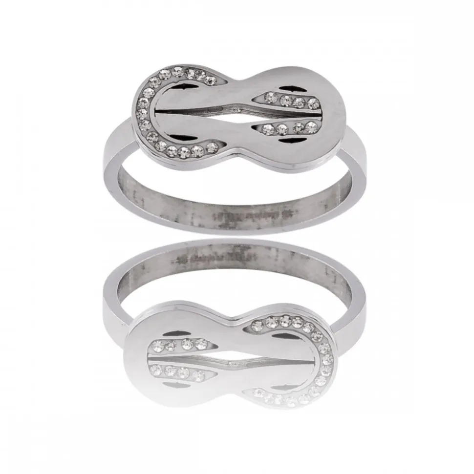 Bague Tendance Femme Acier Ornée Zirconium