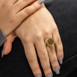 Belle Bague Femme Acier Dorée