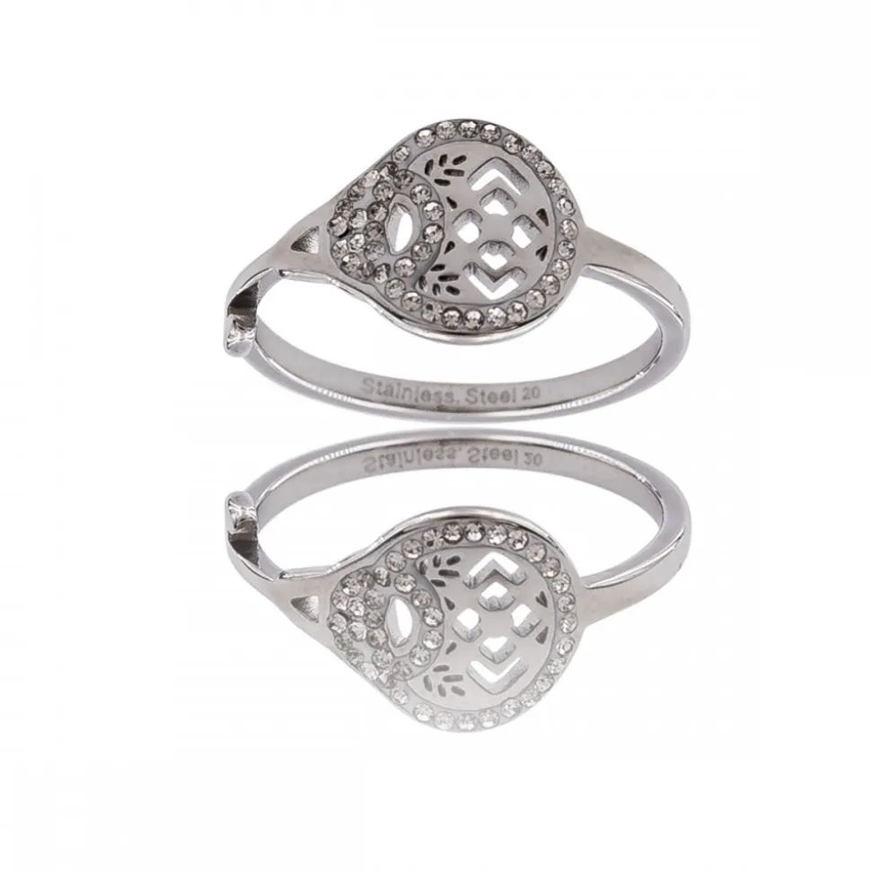 Belle Bague Femme Acier Ornée Zirconium