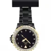 Belle Montre Infirmière Plastique Noir Doré Strass KRAZY 45
