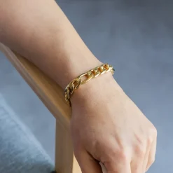 Bracelet Homme Acier Couleur Dorée