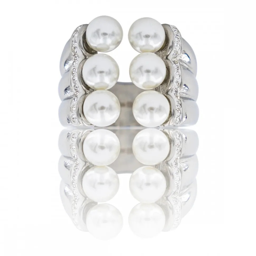 Coffret Bague Femme Acier Perle