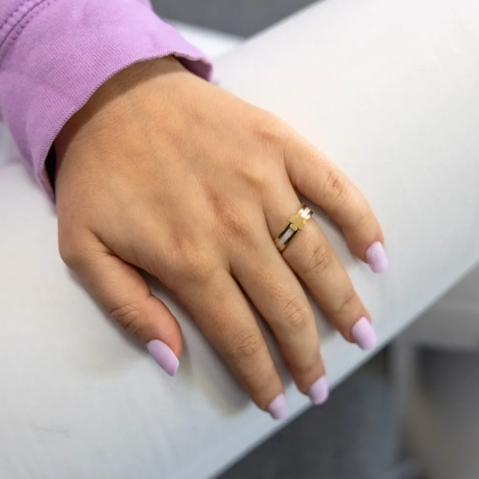 Coffret Bague Femme Céramique Acier Trêfle