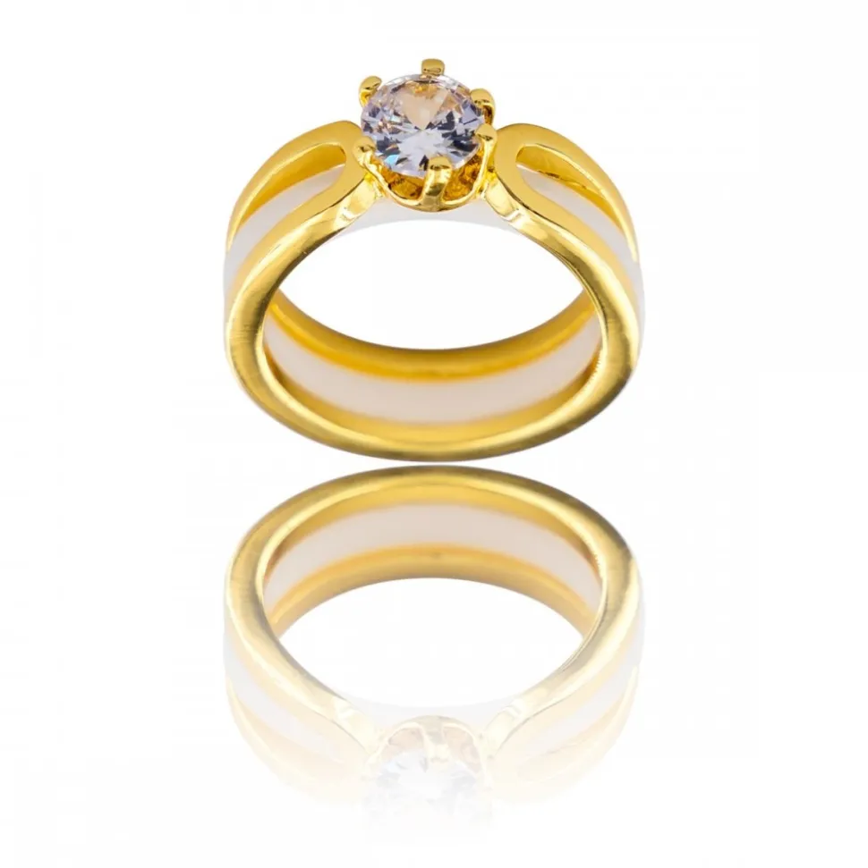 Coffret Bague Femme Originale Trois en Une Céramique Ornée Zirconium