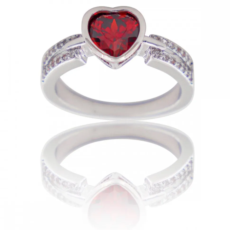 Coffret Bague Femme Rhodium Cœur LOVA