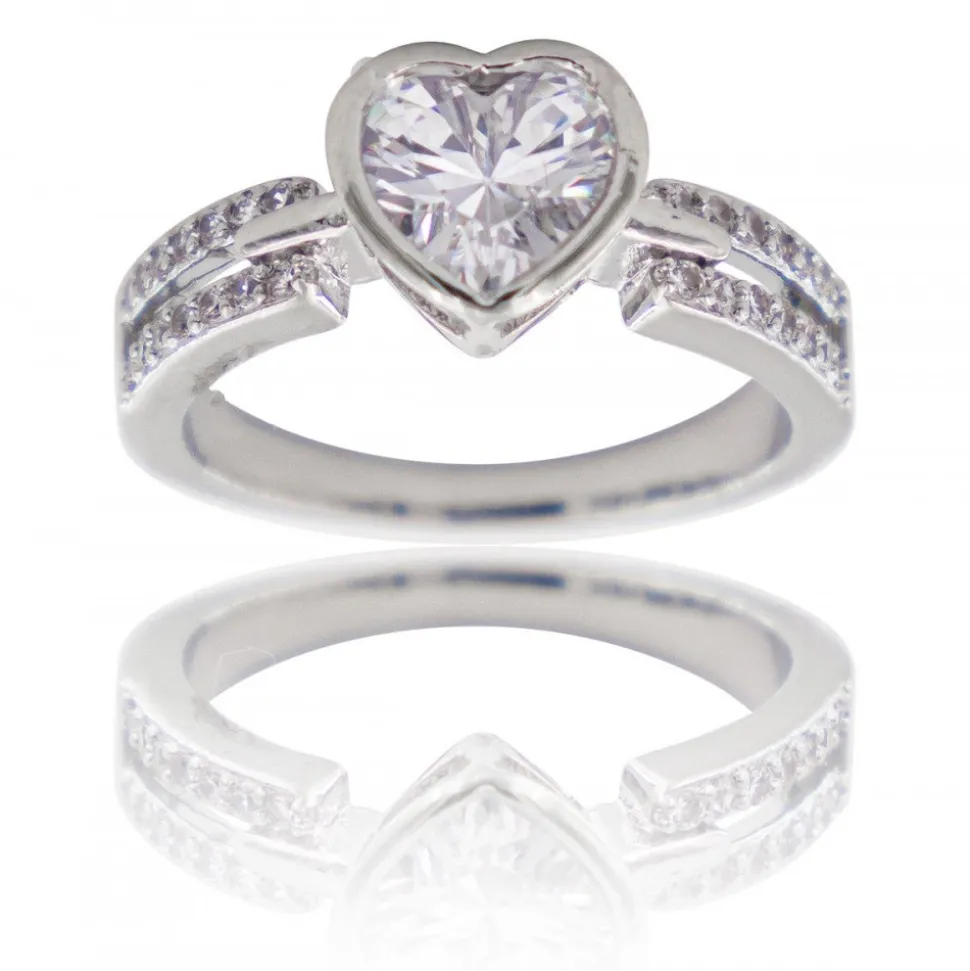Coffret Bague Femme Rhodium Cœur LOVA