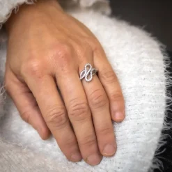 Coffret Bague Femme Rhodium Ruban OCTA