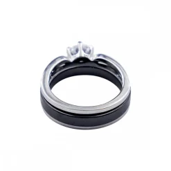 Coffret Bague Femme Trois en Une en Céramique Ornée Zirconium