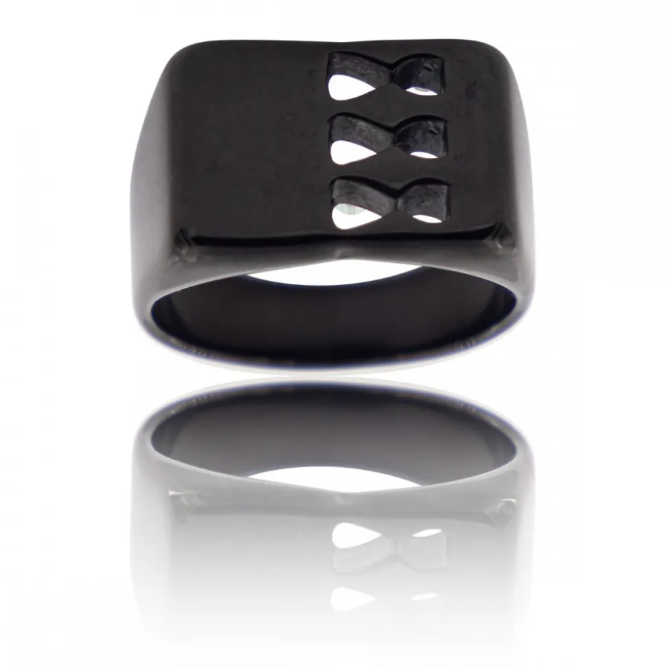 Coffret Chevalière Homme Acier Noir GRIFFONA