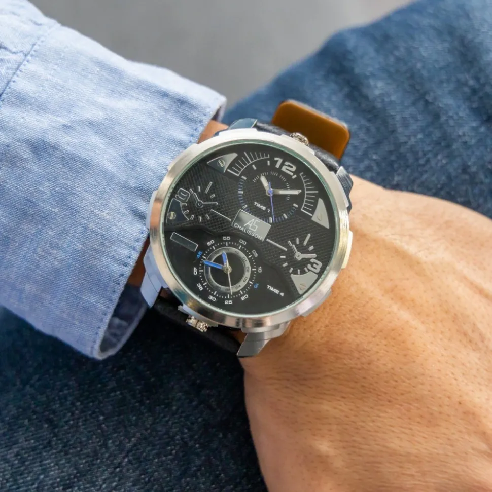 Coffret Montre Fashion XL pour Homme Noir CHTIME