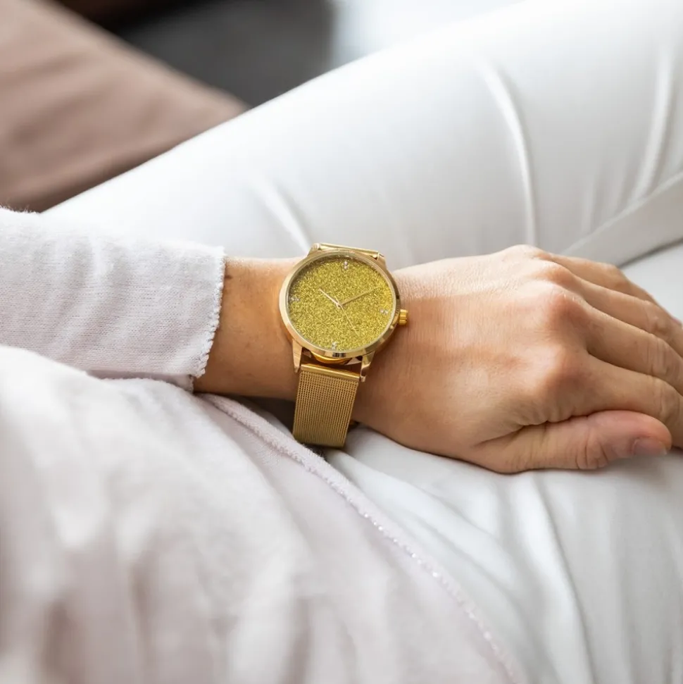 Coffret Montre Femme Métal Doré GIORGIO