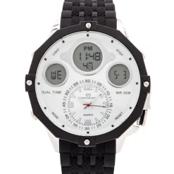 Coffret Montre Homme Silicone XL Dual-Time Noir GIORGIO