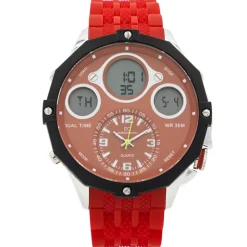 Coffret Montre Homme Silicone XL Dual-Time Rouge GIORGIO