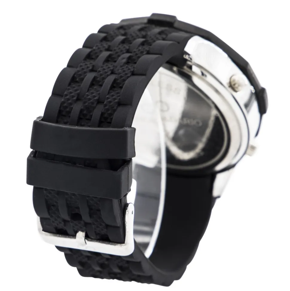 Coffret Montre Homme Silicone XL Dual-Time Noir GIORGIO