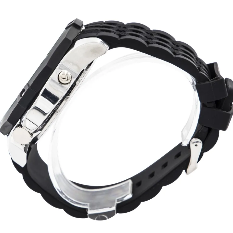 Coffret Montre Homme Silicone XL Dual-Time Noir GIORGIO