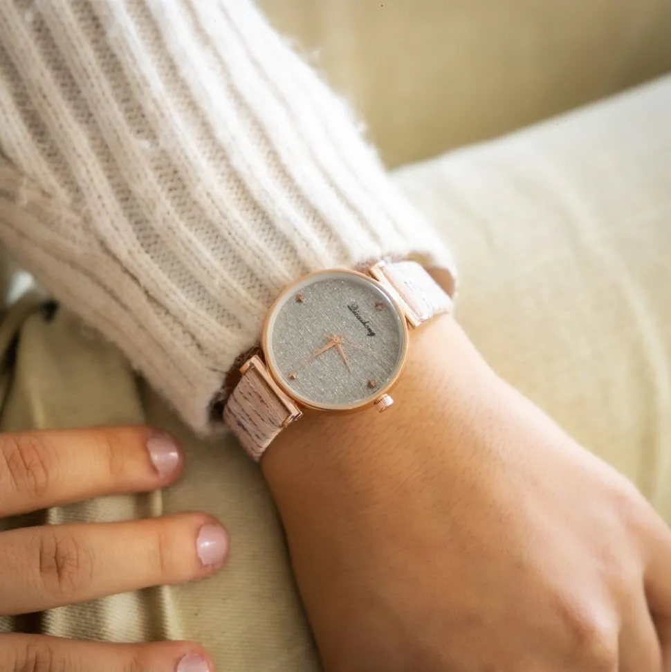 Eclatante Montre Femme Rose Strass CHTIME